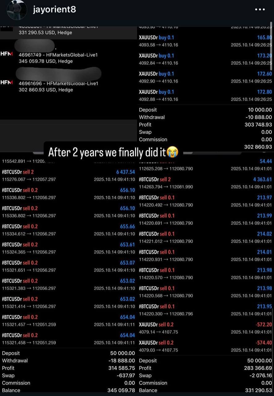 BTCUSD multi-account — +$80,000 > 1,000,000 · Oct 14 2025